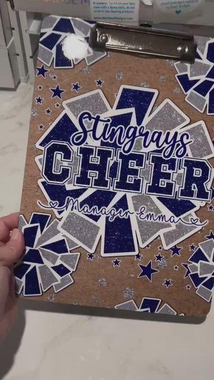 Blue Cheer Clipboard Personalize it with a name AND school mascot, design is the same on both sides. Coach Appreciation Gift