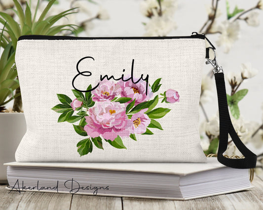Make Up Pouch | Personalized with a name | Size: 9.45" x 5.90" Pencil Bag w/ Wristlet