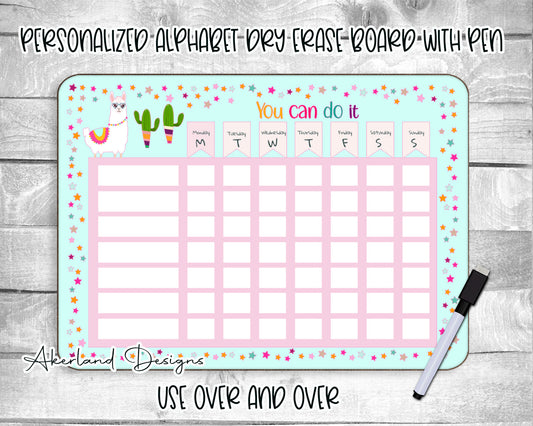Reusable Reward Chart | Personalized Dry Erase Chore Chart | Dry Erase Board with Black Dry Erase Pen and Eraser Included