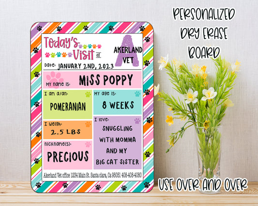 Today's Vet Visit - Custom Vet Office Sign - Puppy's First Appointment - Customize with Office Logo, address and phone number