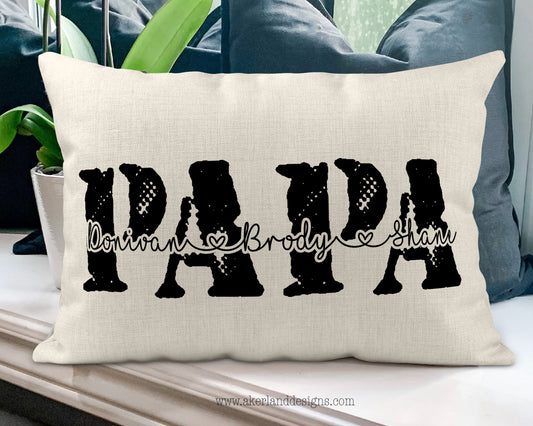 PAPA Personalized Pillow Case 12 x 18 Inch - Gift for PAPA - PAPA Christmas Gift - Fathers Day Pillow