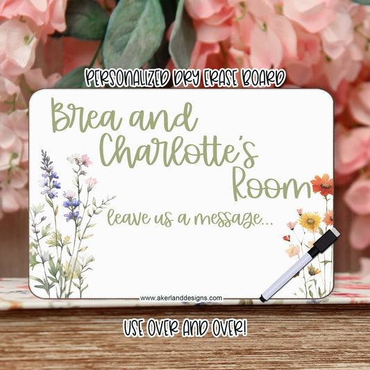 Personalized Dorm Room Sign | Dry Erase Board with Black Dry Erase Pen Included