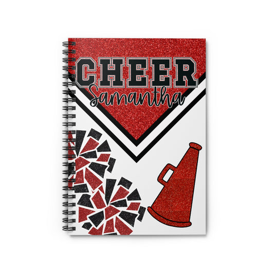 Red Cheer Spiral Notebook - 8x6 inch White Unlined Paper - Gift for Cheerleader - Gift for Coach - Stocking Stuffers
