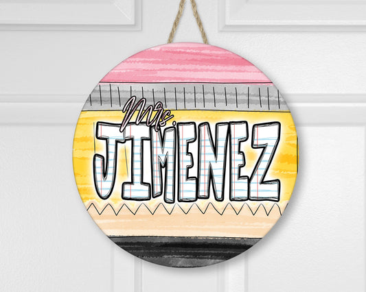 Classroom Door Hanger - 12" Round - Personalized with a name - Teacher Appreciation Gift - Classroom Decor