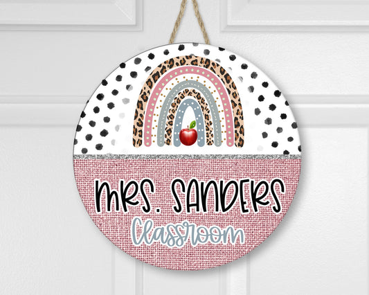 Classroom Door Hanger - 12" Round - Personalized with a name - Teacher Appreciation Gift - Classroom Decor
