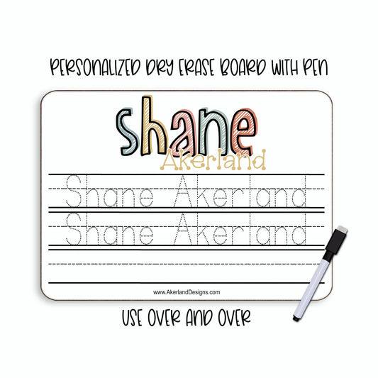 Personalized Reusable Alphabet Practice Trace Board, Dry Erase Board with Black Dry Erase Pen Included, Homeschool Tools, Educational Tools