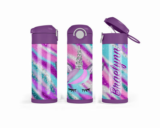 Unicorn Kids Flip Top SPILL PROOF 12oz Tumbler Personalize with a name | Birthday Gift for Kids | Back to School Cups | Reusable Kids Cups
