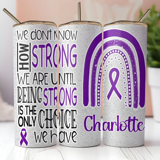 Purple Ribbon Epilepsy Awareness Personalized with a name 20 oz or 30 oz Tumbler with Straw