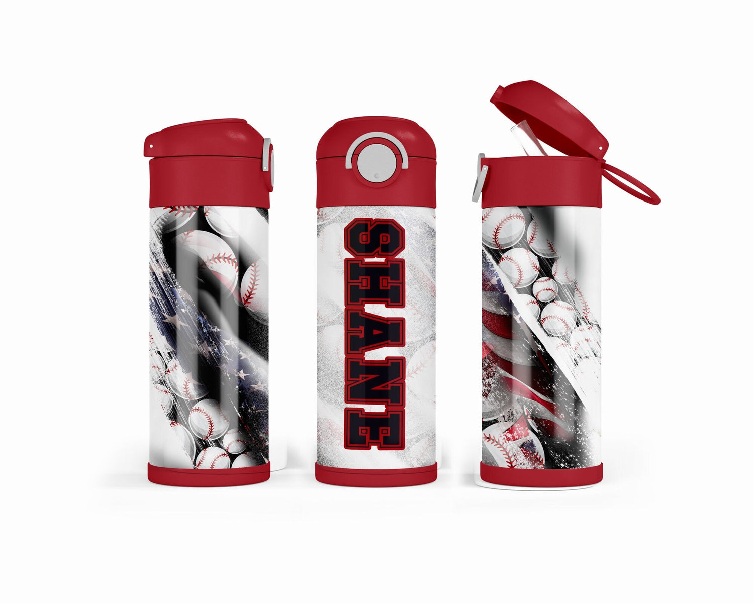 Baseball Flip Top SPILL PROOF 12oz Tumbler Personalize with a name | Birthday Gift for Kids | Back to School Cups | Reusable Kids Cups